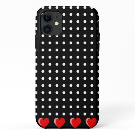 Red Love White Polka Art Pattern iPhone 11 Case