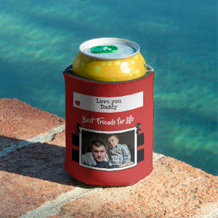 Red Love you Daddy best friends photo Can Cooler