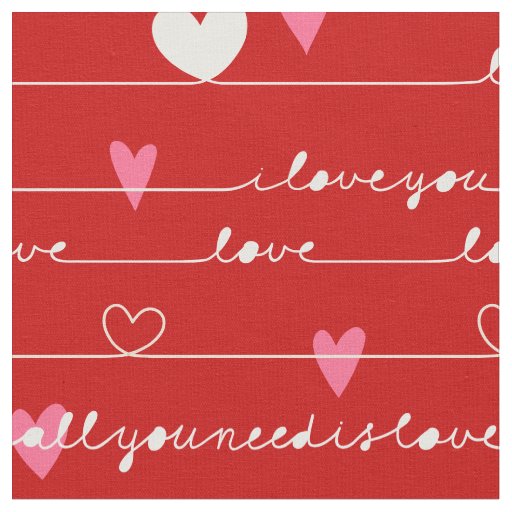 red love you fabric