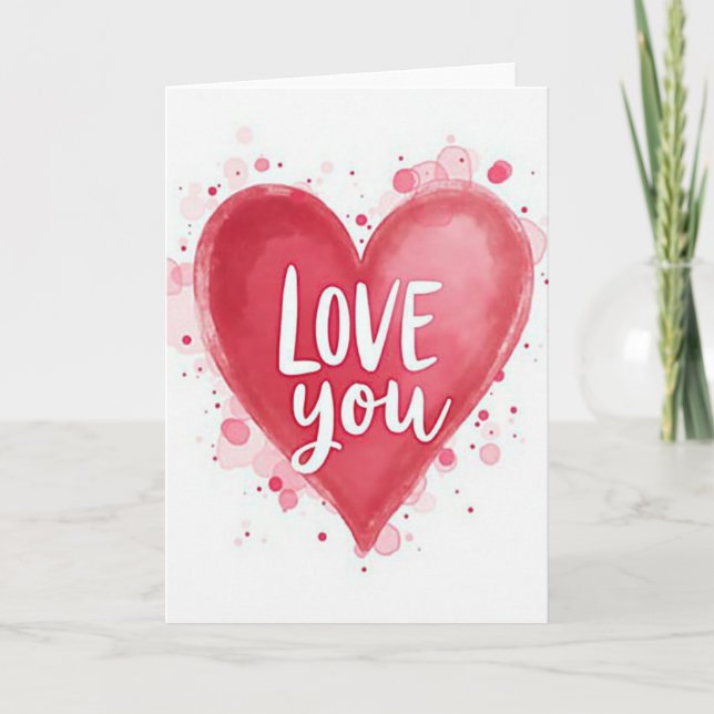 Red Love You Heart Card (Front)