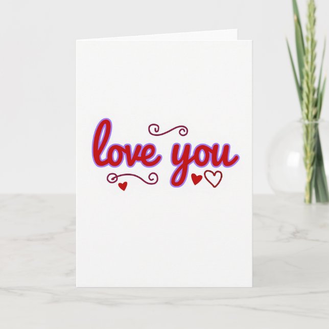 Red Love You Hearts Valentines Day Card (Front)