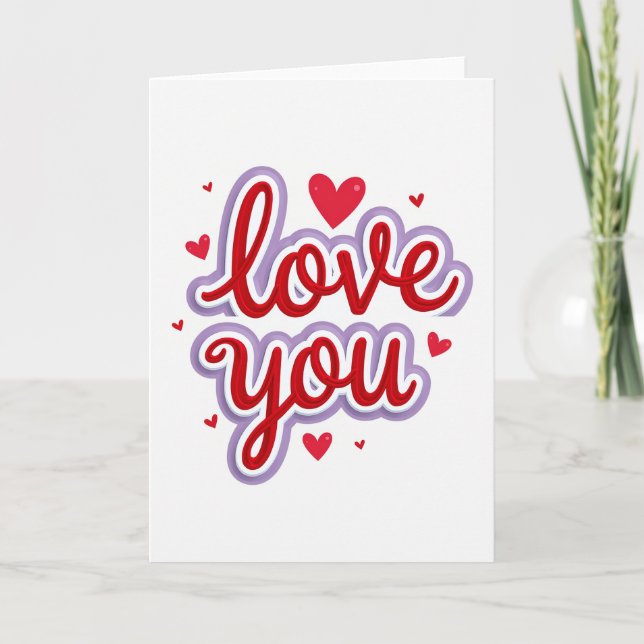 Red Love You Valentines Card (Front)