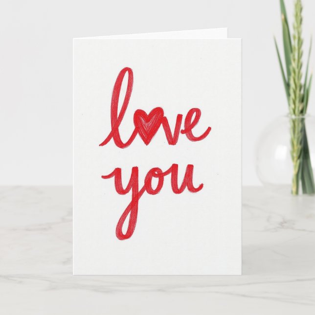 Red Love You Valentines Day Card (Front)