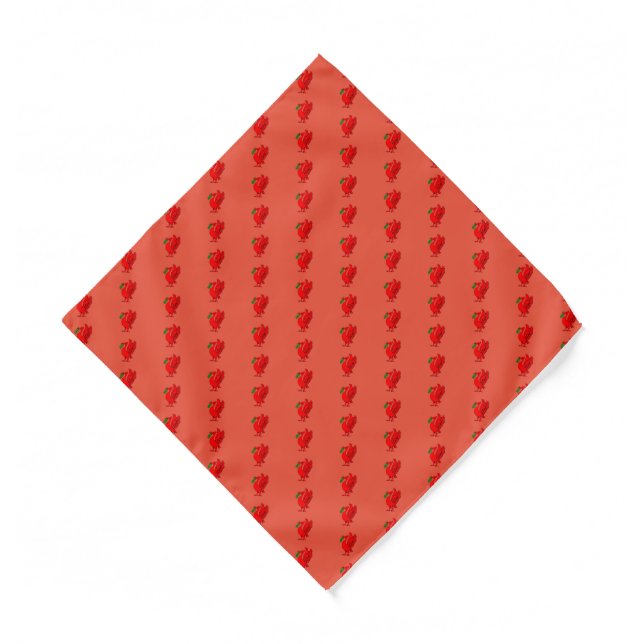 Red Lovebird on orange background Bandana (Front)