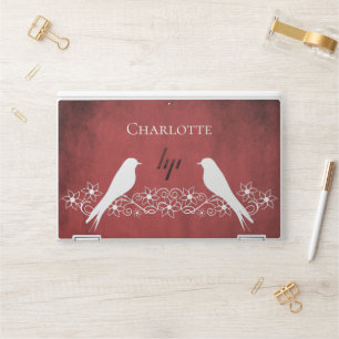 Red Lovebirds Floral Vine HP Laptop Skin