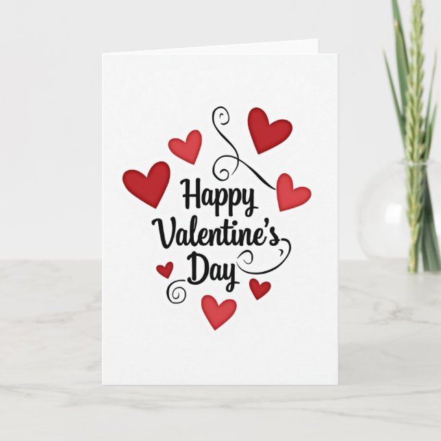 Red Loving Puffy Hearts Valentines Card (Front)