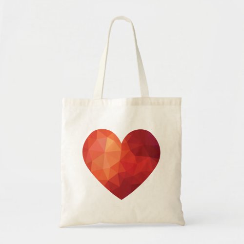 Red low poly 3d geometric heart tote bag