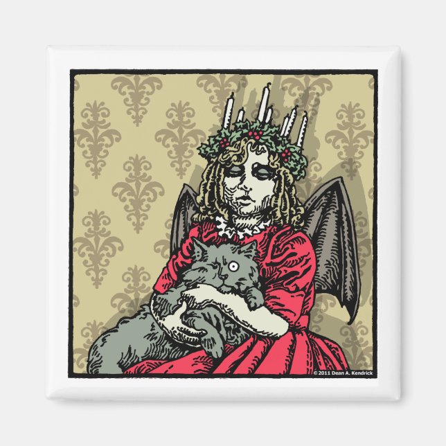 Red Lucia and Cat - Magnet Pop Goth Holiday (Front)