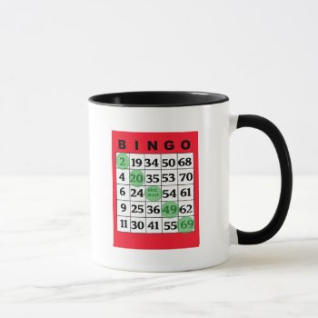 Red Lucky Bingo Card Mug by Everything_Grandma at Zazzle