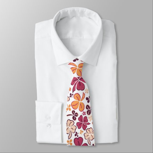 Red Lucky Clover 4 Leaves Shamrock Pattern Neck Ti Neck Tie