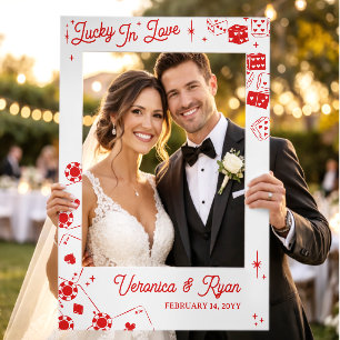 Red Lucky In Love Dice & Cards Wedding Selfie Frame