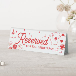 Red Lucky In Love Dice Poker Suit Reserved Wedding Table Tent