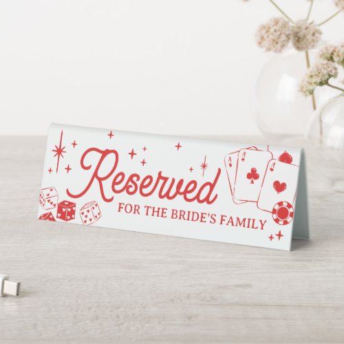 Red Lucky In Love Dice Poker Suit Reserved Wedding Table Tent