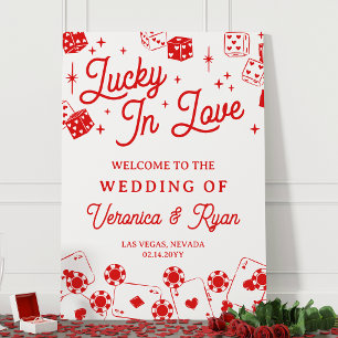 Red Lucky In Love Dice Wedding Welcome Foam Board