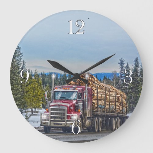 Red Lumber Truck Hardware Store Delivery Art Large Clock