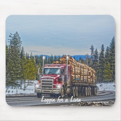 Red Lumber Truck Highway Driving Art Mousepad