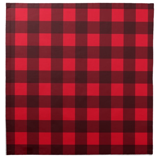 Red lumberjack buffalo plaid cotton cloth napkins (Front)