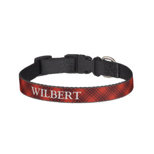 Red Lumberjack Plaid Custom Name Dog Collar