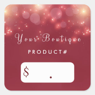 Red Luxe Bokeh Sparkle Elegant Boutique Price Tags
