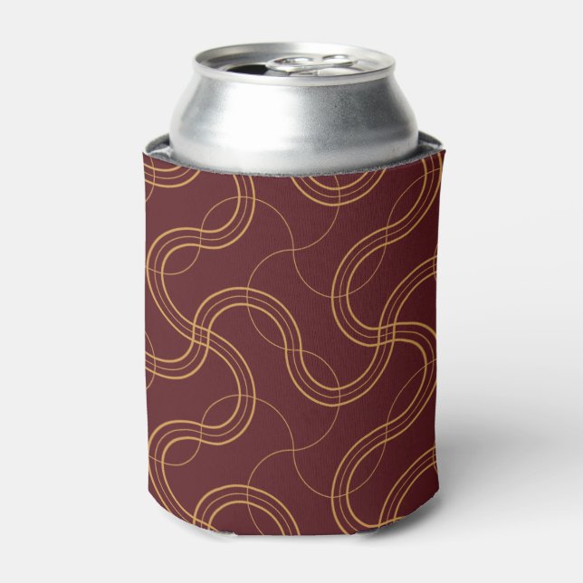 Red Luxurious Wavy Stripes Pattern Can Cooler (Can Front)
