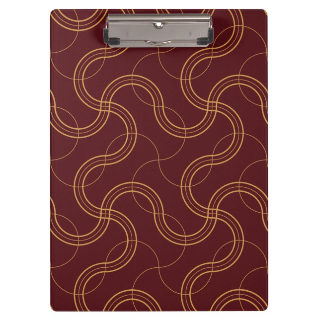 Red Luxurious Wavy Stripes Pattern Clipboard (Front)