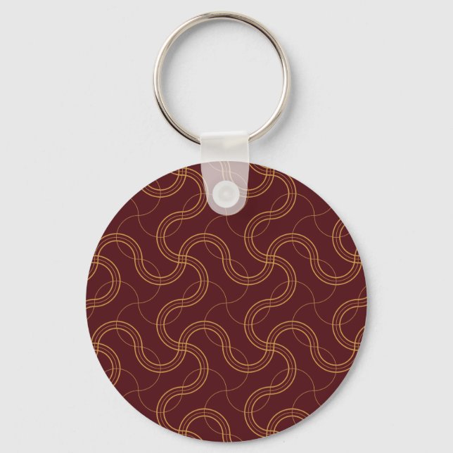 Red Luxurious Wavy Stripes Pattern Keychain (Back)