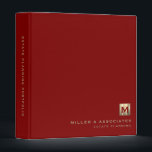 Red Luxury Gold Initial Logo 3 Ring Binder<br><div class="desc">Designed for Estate Planners and Law and Legal firms. This binder is ideal for organizing your client's portfolio information.</div>