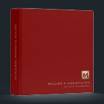 Red Luxury Gold Initial Logo 3 Ring Binder<br><div class="desc">Designed for Estate Planners and Law and Legal firms. This binder is ideal for organizing your client's portfolio information.</div>