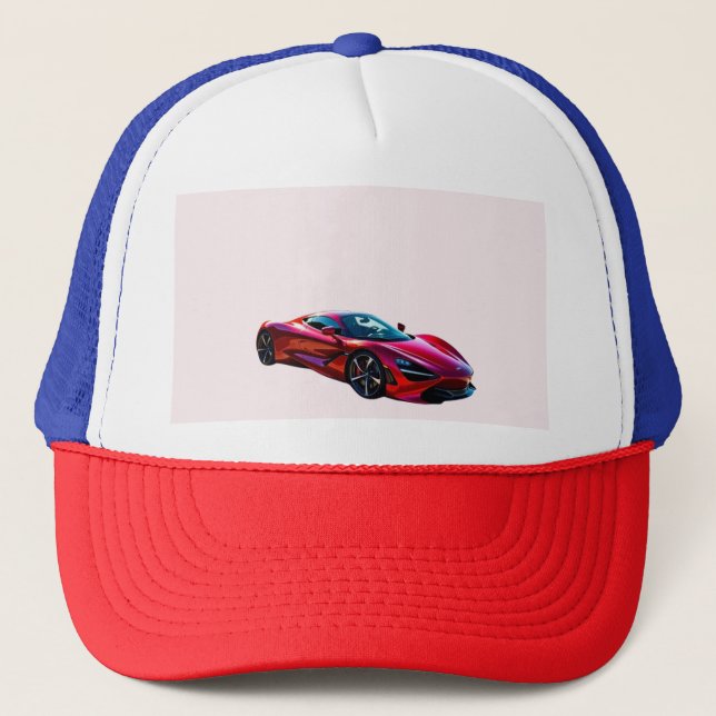 Red Luxury Sports Car – Modern Supercar Design Trucker Hat (Front)