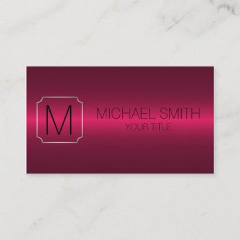 Red Luxury Stainless Steel Metal Monogram Business Card by NhanNgo at Zazzle