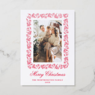 Red Luxury Traditional Merry Christmas Letterpress Photo Cards