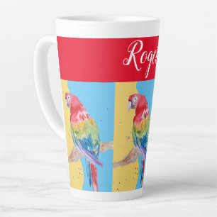 Red Macaw Parrot Painting Mens Name Art Mug