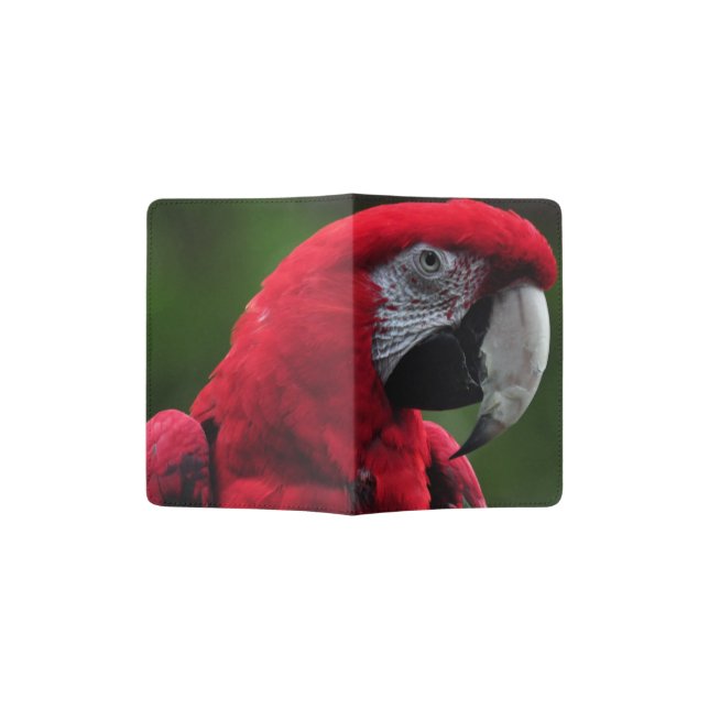 RED MACAW PASSPORT HOLDER (Opened)