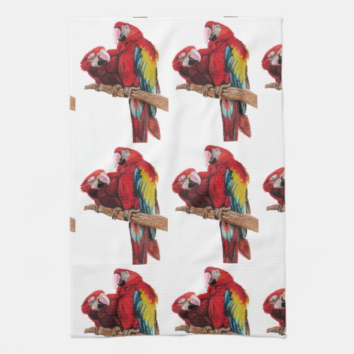 Red Macaw Tea Towel