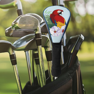 Red Macaw Tropical Bird Floral Parrot Golf Head Cover