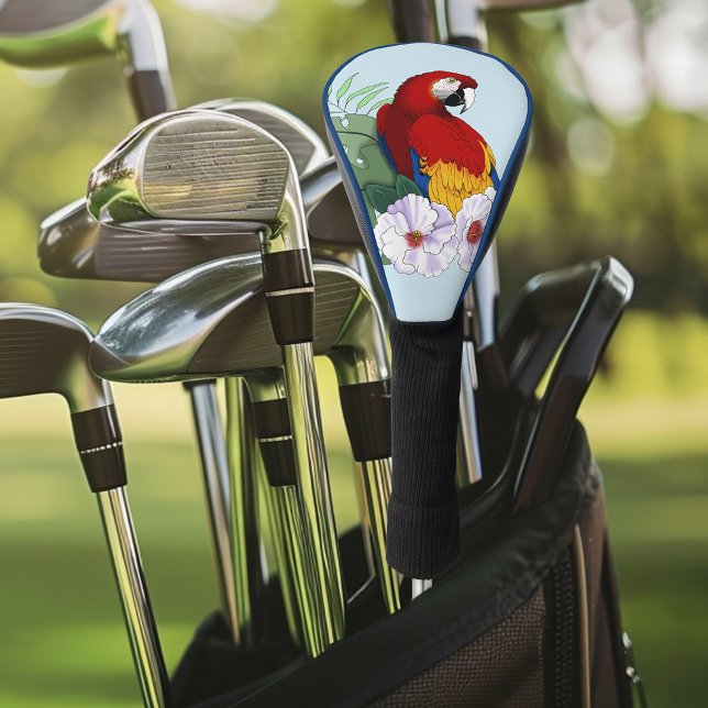 Red Macaw Tropical Bird Floral Parrot Golf Head Cover (Creator Uploaded)