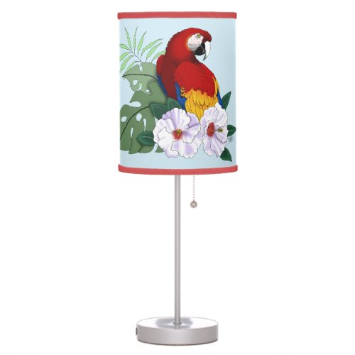 Red Macaw Tropical Bird Floral Parrot Table Lamp