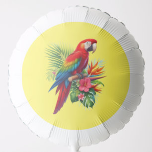 Red macaw tropical floral balloon