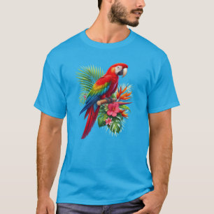 Red macaw tropical floral T-Shirt