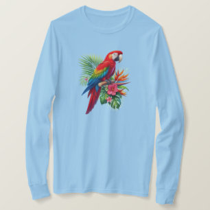Red macaw tropical floral T-Shirt