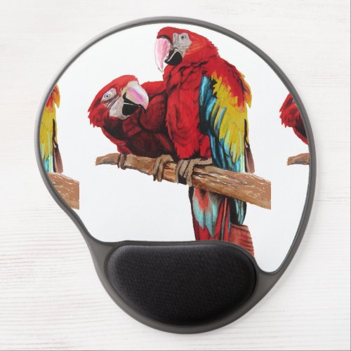 Red Macaw Watercolor Computer Mouse Gel Mouse Pad