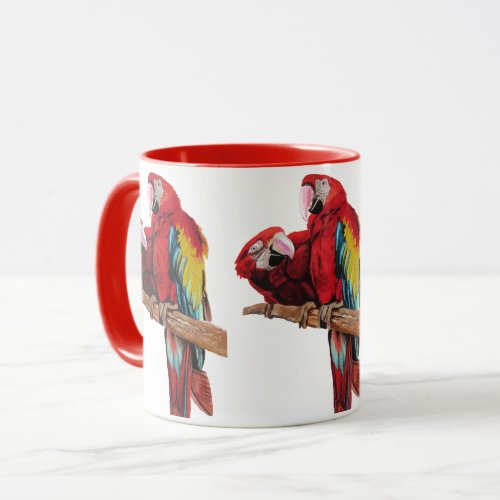 Red Macaw Watercolor Mug