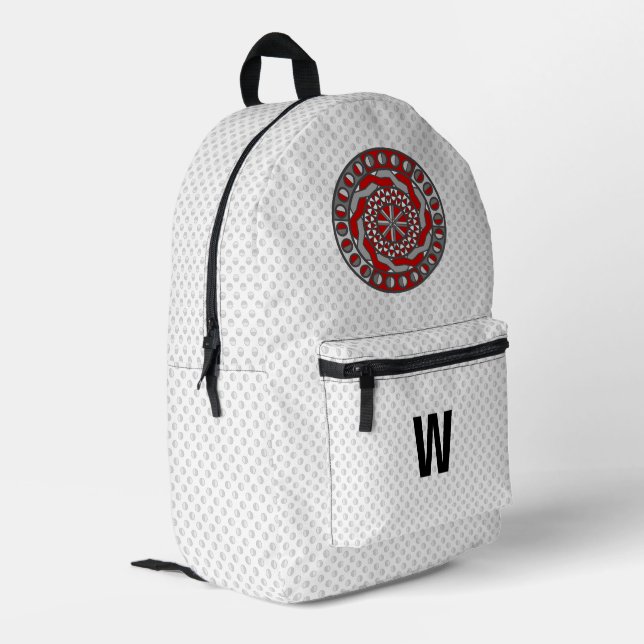 Red Machinery  Printed Backpack (Back Corner Left)