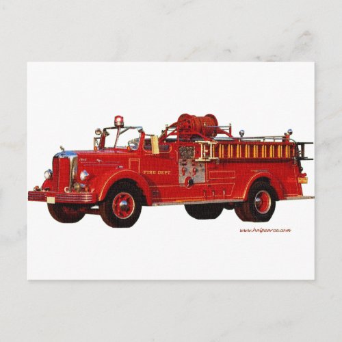 Red_Mack_Fire_truck_Texturized Postcard
