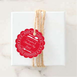 Red Made With Love Food Gift Favor Tags