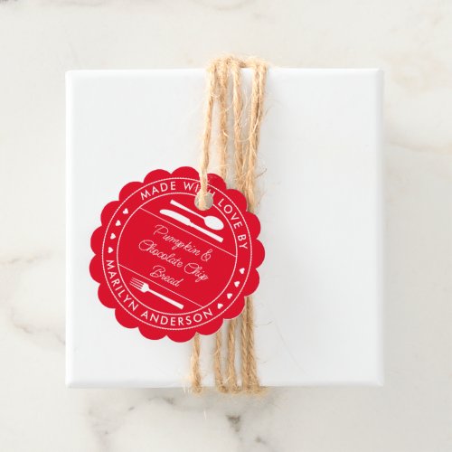 Red Made With Love Food Gift Favor Tags