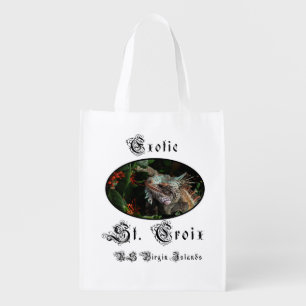 Red Madras Plaid Iguana Pet St. Croix USVI Grocery Bag