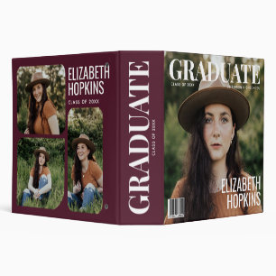 Red Magazine Cover Photo Graduation  3 Ring B Binder