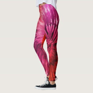 Red & Magenta Psychedelic Starburst Tie Dye Leggings