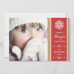 Red Magic In Believing Holiday Photo Flat Card